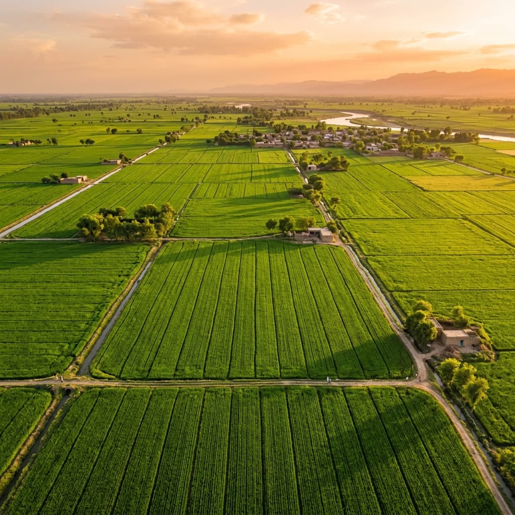 Lush green agricultural field